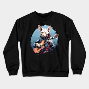 Sphynx Cat Playing Guitar Crewneck Sweatshirt